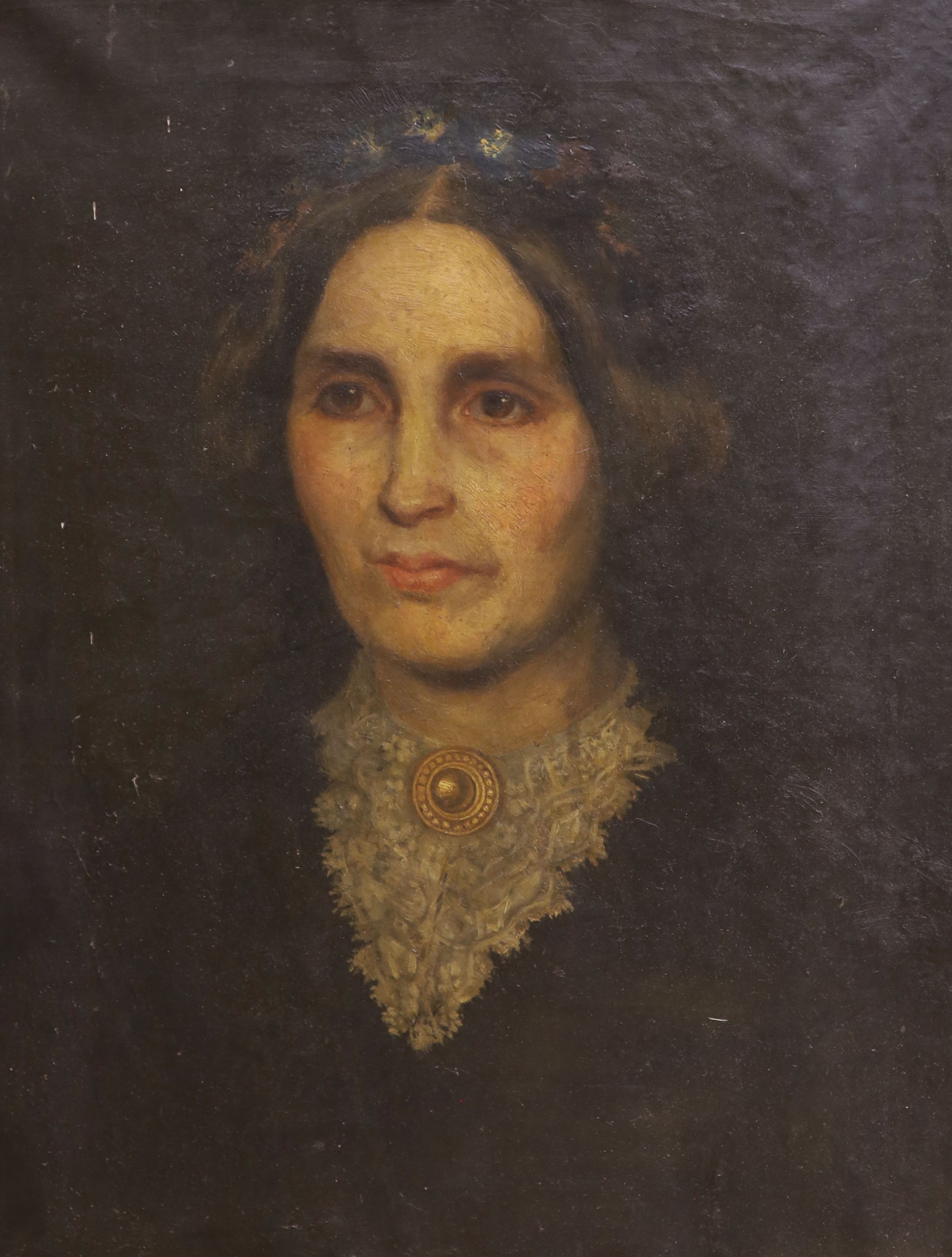 Victorian School, oil on canvas, Portrait of Ann Ridley, 51 x 40cm